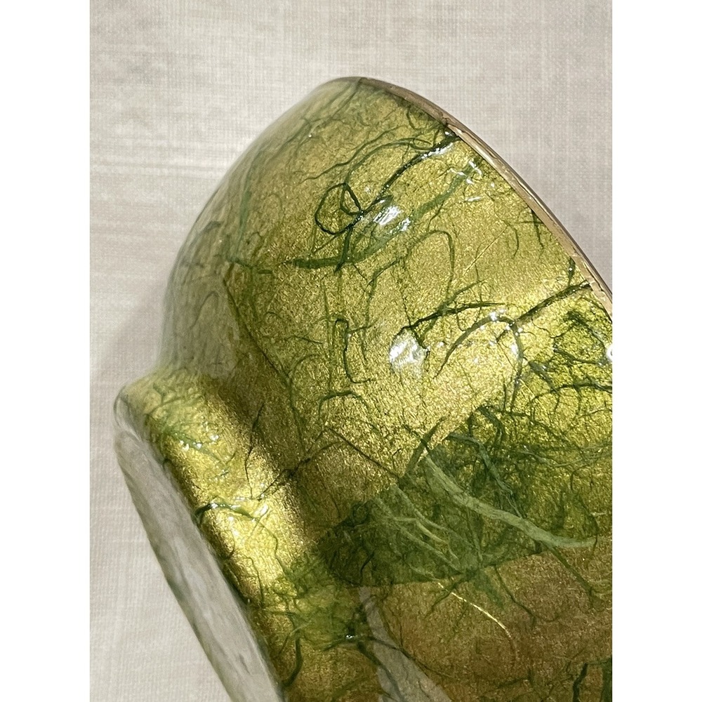 Scott Potter Fish And Shells In Gold And Green Small Bowl 5in Across SIGNED - Picture 12 of 16